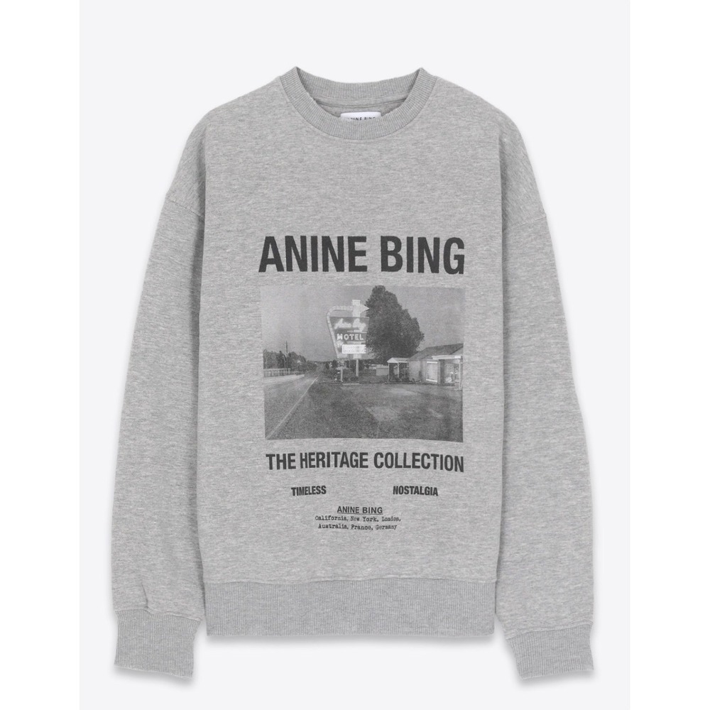 ANINE BING Kenny Motel Crew Sweatshirt Pullover Grey XS Streetwear Lux Model Off